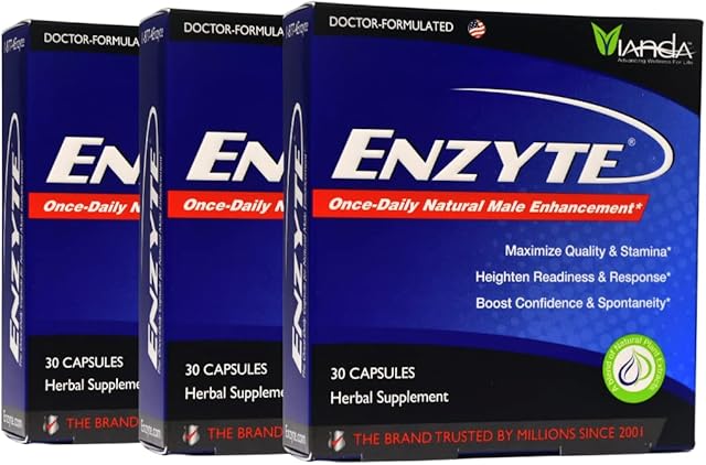 Enzyte? by Vianda Male Enhancement Health Supplement for Blood Flow, Stamina, and Quality, with Asian Ginseng, Ginkgo Biloba, Grape Seed, Horny Goat Weed, Muira Puama - 30 Capsules (3 Pack)