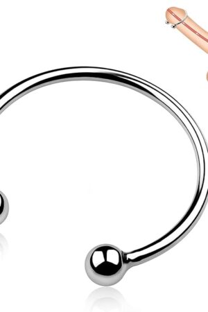 FST Stainless Steel Cock Ring for Men Glans Ring in 6 Sizes Open Pleasure Ring with 2 Beads for Penis Massage Increase Stimulation BDSM Male Penis Ring Sex Toys (XL)