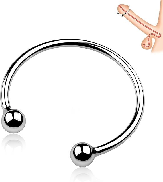 FST Stainless Steel Cock Ring for Men Glans Ring in 6 Sizes Open Pleasure Ring with 2 Beads for Penis Massage Increase Stimulation BDSM Male Penis Ring Sex Toys (XL)