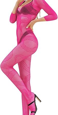 Womens Snake Fishnet Bodystocking Jumpsuit Sexy Mesh Tights Lingerie One Piece Long Sleeve Bodysuit