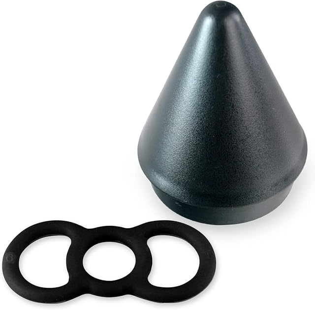 LeLuv Loop Handle Tension Rings Eyro Black Silicone Bundle with Easyop 2.25 inch Loader Cone .75 inch Unstretched Diameter