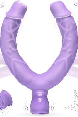 Double Dildo Lesbian Sex Toy, 1575" Lesbian Toy Double Ended Sided Headed Dildo & Anal Dildos with 10 Vibrating Modes, Long Strapless & Strap on Dildos Rose Women Couple Gay Sex Toys