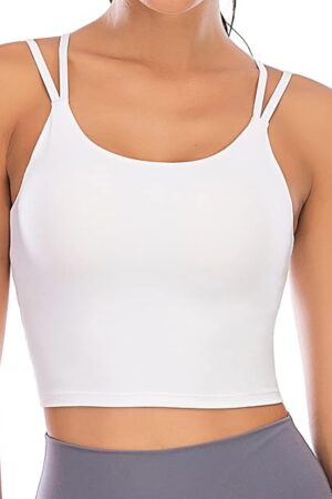 Women Padded Sports Bra Tank Top Sexy Crisscross Back Fitness Workout Running Shirts Yoga Bra White