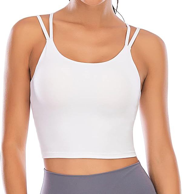 Women Padded Sports Bra Tank Top Sexy Crisscross Back Fitness Workout Running Shirts Yoga Bra White