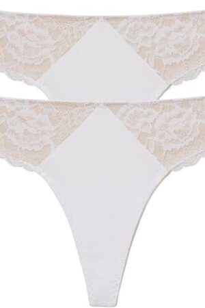 Women's Minx No-Show Comfortable Lace Thong 2 Pack