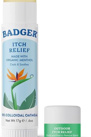 Badger Bug Bite Itch Relief Stick, Natural & Organic Anti Itch Cream for Bug Bites, Rashes & Poison Ivy, Fast Itchy Skin Relief After Bite, Works Great, Smells Great, Easy to Use, 6 oz