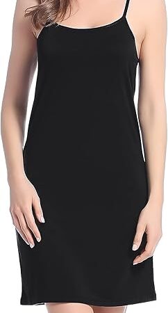 Women Full Slip Super Soft Cooling Under Dress Sexy Basic Adjustable Spaghetti Strap Cami Slip Nightgown S-XXL