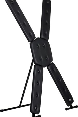 MASTER SERIES St Andrew's Cross Bondage Furniture | Freestanding Vegan Leather Cross with Adjustable Angles & Cushioned Panels | 4 Attachment Points | Portable Dungeon Display | 47 lbs