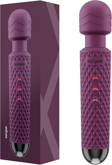 Handheld Cordless Personal Wand Massager ? Waterproof, USB Rechargeable, 20 Vibration Patterns, 8 Speeds, Memory Feature, Skin-Soft Silicone for Ultimate Relaxation Tool (Purple)