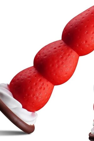 8" Strawberry Fantasy Knot Dildo with Strong Suction Cup, Silicone Animal Monster Dildo Cute Large Butt Plug with 3 Knots, Fantasy Anal Sex Toys for Women & Men
