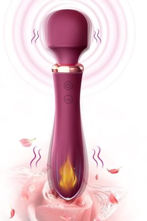 3 in 1 AV Massage Wand Dildo Vibrator G Spot Vagina Clitoral Nipple Stimulator with Heating Function for Women, 10 Powerful Vibrations Dual Motor Personal Massager Masturbator (Purple)