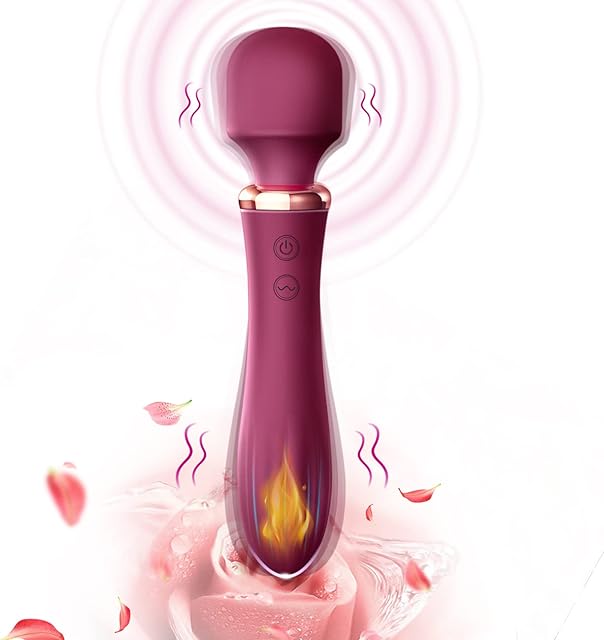 3 in 1 AV Massage Wand Dildo Vibrator G Spot Vagina Clitoral Nipple Stimulator with Heating Function for Women, 10 Powerful Vibrations Dual Motor Personal Massager Masturbator (Purple)