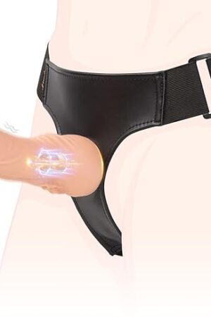 Harness Strap-On Vibrating Realistic Dildo - Wearable Strapless Strap-On Dildo with 10 Powerful Modes Silicone Anal G-spot Stimulation Sex Toys for Female Couple Lesbian | Remote Control | Dual Motor