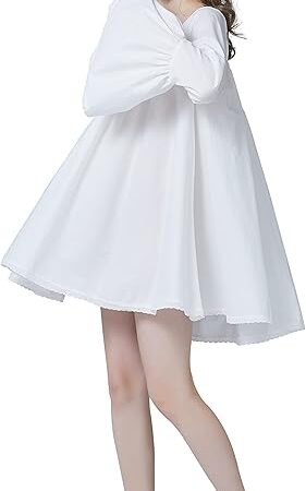 Women Victorian Cotton Nightie Short Nightgown Oversized A-Line Baby Doll Dress Pajamas