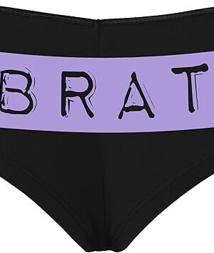 Brat Label Look Logo For Daddys Spoiled Babygirl Black Boyshort Panties With Adult Design
