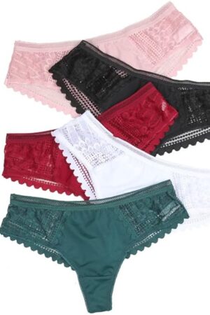 Women's Shaping Lace Thong Low Waist Underwear with Breathable and Sexy Design - 5Pack/3Pack