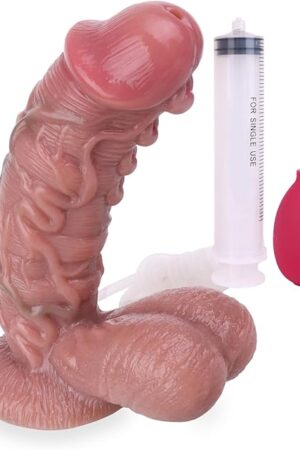 7.68" Curved Silicone Squirting Monster Dildo with Suction Cup,Animal Soft Fake Penis Hands Free Play, Adult Toys for Women Men Gay Couples