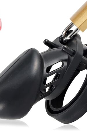 Chastity Cage Sex Toy, Silicone Cock Cage for Men with 5 Sizes Rings & 4 Code Locks, 2 Keys & 1 Lock Set, Male Chastity Devices Sissy Penis Cage Bondage Sex Restraints BDSM Toys (Black, Small)