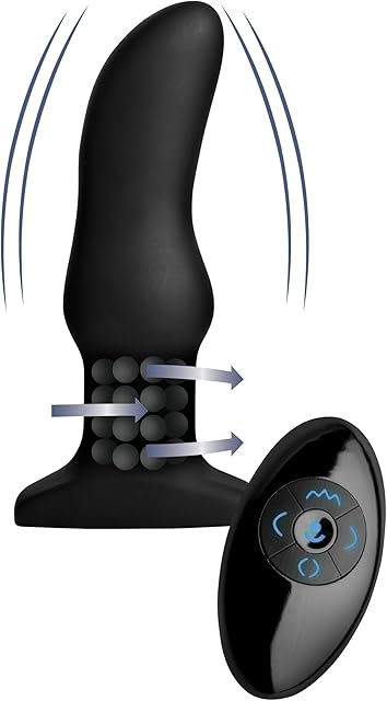 Curved Rimming Plug with Remote, Model M, Black