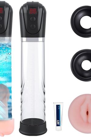 Electric Vacuum Penis Pump - Cock Enlarger with Pocket Vagina & 4 Suction Intensities, High-Vacuum Air Pressure Penis Enlargement Extend Pump for Men Bigger Stronger Harder Erection