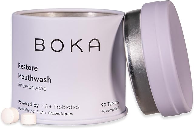 Boka Travel Size Mouthwash Tablets - Hydroxyapatite, Fluoride Free & Alcohol Free - Chewable Tablets to Freshen Breath, Kill Odor Quickly - (90 Pcs, Mint)