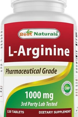 (New Improved Formula) Best Naturals L-Arginine 1000 mg 120 Tablets - Pharmaceutical Grade L Arginine Supplement Promotes Nitric Oxide Synthesis