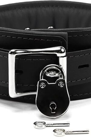 VP Leather Macon BDSM Collar  Handcrafted Padded Bondage Collar with Lambskin & Latigo Leather  Couples Sex Toys
