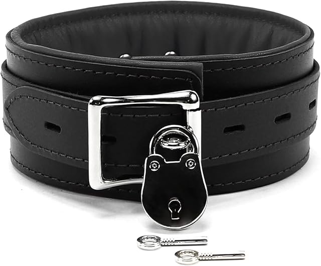 VP Leather Macon BDSM Collar Handcrafted Padded Bondage Collar with Lambskin & Latigo Leather Couples Sex Toys