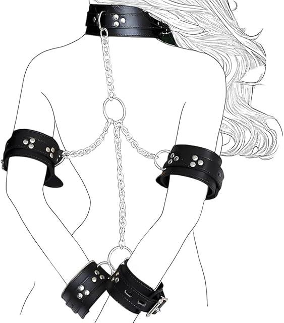 BDSM Bed Sex Bondage Restraint Kit Adult Sex Toys for Couples with Adjustable Collar Handcuffs and Ankle Cuffs PU Leather SM Gear & Accessories Foreplay Sets