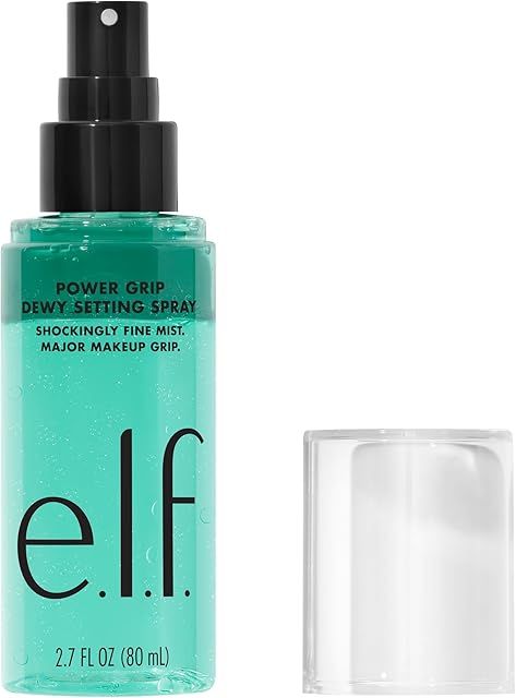 elf Power Grip Dewy Setting Spray, Ultra Fine Mist Made With Hyaluronic Acid, Grips Makeup For A Hydrated, Dewy Finish, Vegan & Cruelty-Free