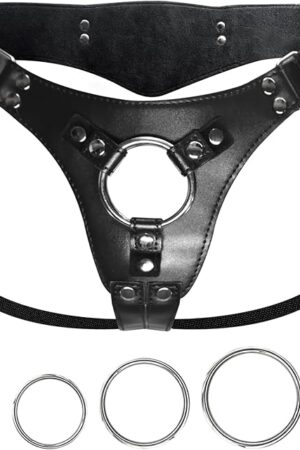 Adjustable Strap On Dildo Harness for Women and Men, Wearable Plus Size Strap Ons Harness Adult Sex Toys for Lesbians Gay Couples Pegging Dildos, Stylish Leather and Plush Lining, Fits All Body Types