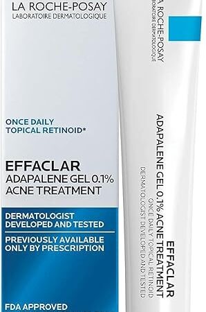 La Roche-Posay Effaclar Adapalene Gel 01% Acne Treatment, Retinoid Cream, Acne Medication Gel For Blackheads & Whiteheads, Oil Free, Helps Clear And Prevent Blemishes & Clogged Pores