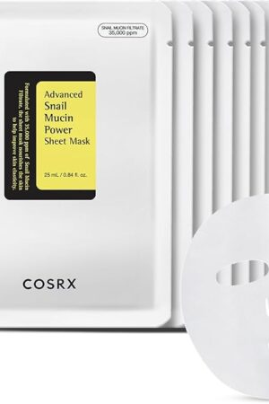 COSRX Snail Mucin Sheet Mask 10 EA with Snail Mucin Serum, Self Care, Face Masks for Dry, Sensitive Skin, Not Tested on Animals, No Parabens, No Sulfates, Korean Skin Care