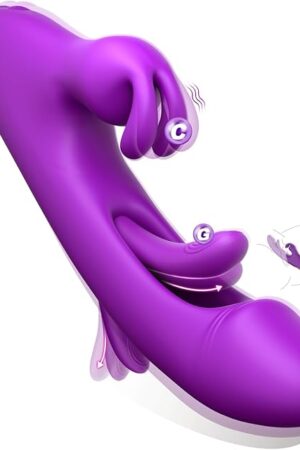 Flapping Rabbit Vibrator Dildo Sex Toys for Women, CumTide 3 in 1 G Spot Stimulator with 9 Rabbit Vibration and 9 Tongue Licking Modes, Rechargeable Adult Toy for Clitoral Nipple Play
