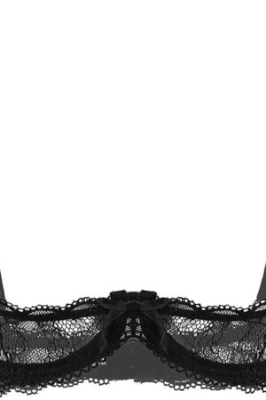 Womens Sheer Mesh Sexy 1/4 Cups Lace Balconette Bra Underwire Push Up Shelf Bralette Tops Lingerie