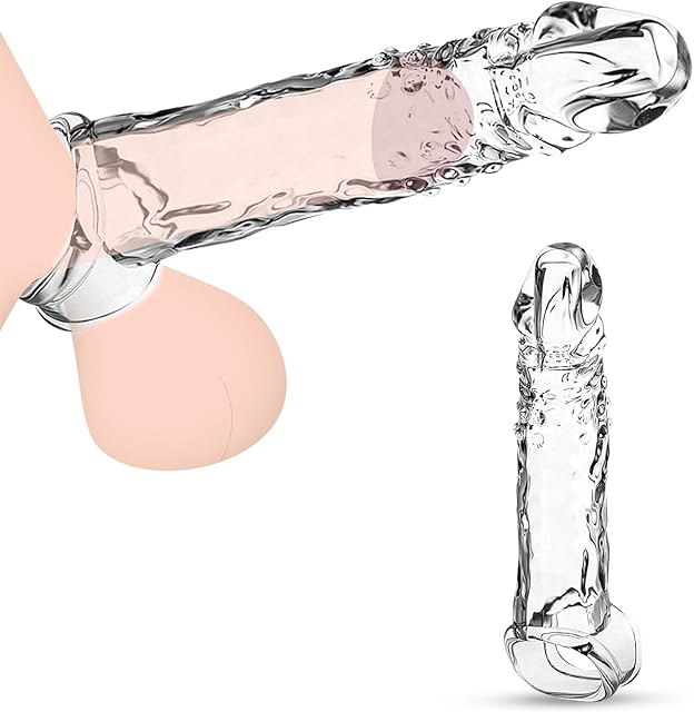 Penis Sleeve Penis Pump Male Sex Toy, Transparent Cock Sleeve Penis Enlarger Sex Toys for Men, Reusable Penis Extender with Penis Ring, Penis Extension Adult Sex Toys for Couples Women Pleasure