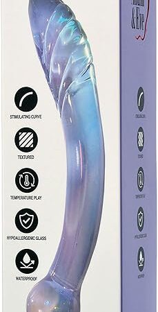 Adam & Eve Glass Fairy Wand, Iridescent Dual Ended Glass Dildo for Vaginal & Anal Play, Ribbed & Bulbous Tips for Ultimate Stimulation, Body Safe & Hypoallergenic, Velvet Storage Pouch Included