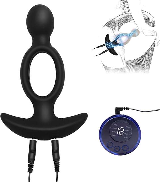 Electro Shock Trainer Kit, Electric Shock Soft Silicone Plug Butt Plug, Multi-Frequency Electric Stimulation Anal Plug Dilator, SM Sex Toys Massager for Women, Men, Couples