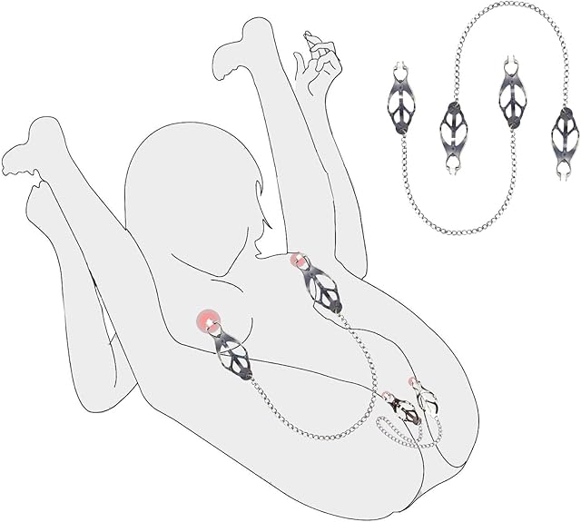 Pussy Spreader, SM Nipple Clamps Labia Spreader, Metal BDSM Labia Spreader for Women Labia Clip Nipple Clips Vaginal Spreader Fetish Bondage Gear Accessories Vagina Restraints Kit Adult Sex Toy
