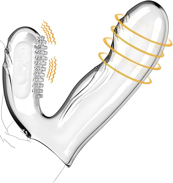 Finger Vibrator Accessory Adult Sex Toys for Couples, Dual Stimulation Finger Sleeves Women Sex Toys for Men,Transparent Silicone Anal Sex Toys for Vagina G-Spot Clitoral Masturbator Stimulator