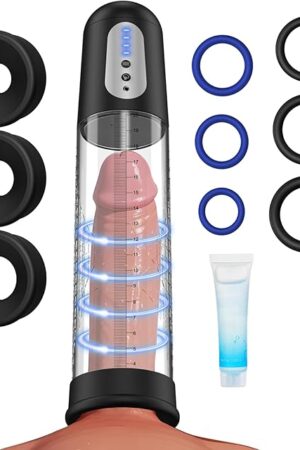 Electric Penis Pump Sex Toys - Automatic Penis Vacuum Enlargement Pump with 4 Suction Intensities, Digital Display & Powerful Suction, Rechargeable Adult Toys Training for Men Stronger Bigger Erection