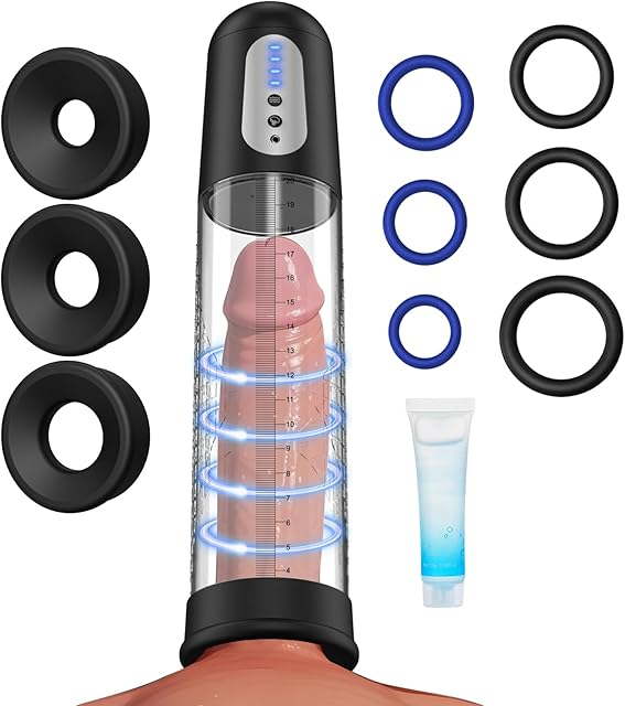 Electric Penis Pump Sex Toys - Automatic Penis Vacuum Enlargement Pump with 4 Suction Intensities, Digital Display & Powerful Suction, Rechargeable Adult Toys Training for Men Stronger Bigger Erection