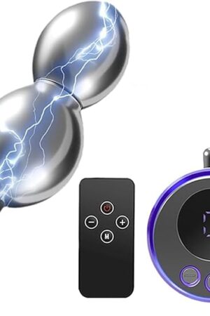 Electric Shock Metal Anal Plug Stainless Steel Anal Beads Electric Butt Plug with Remote Metal Anal Plug for Electro Sex Stimulation, Estim Prostate Massager with 8 Shock Modes 19 Intensities