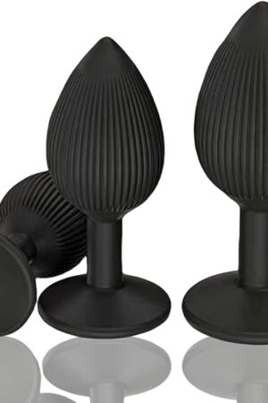 3PCS Anal Plug Adult Sex Toys, Silicone Butt Plug Set for Beginners Advanced Userss, Anal Plugs Anal Training Kit Sex Toys for Man, Women and Couple with Sucker Base Prostate ToysBlack