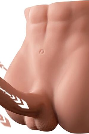 115LB Male Sex Doll with Auto-Telescoping Dildo, Jaspik 2 in 1 Realistic Sex Doll for Women with Huge 71in Cock & Tight Anal, Unisex Masturbator Sex Toy for Women Men Gay Couple Sex Fun, Brown