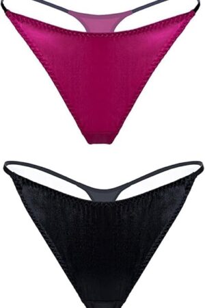 Womens Silk Satin Panties Thong Sexy G String Thongs T Back Satin Bikini Underwear S-XL