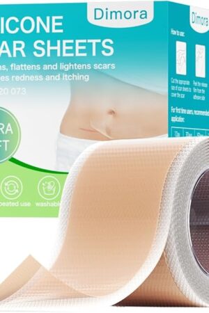 Dimora Waterproof Silicone Scar Sheets - Medical Grade Hypoallergenic Silicone Scar Tape (16?x60" Roll), Ultra-soft Scar Removal Treatment for Surgical Scars, C Section, Tummy Tuck, Keloid Treatment