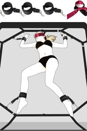 BDSM Bed Restraint Bondage Adult Play Sex Toy - with Handcuffs, Premium Material Sex Straps Restraints Adjustable Length No Need of Helping 1 Minutes Quick Installation