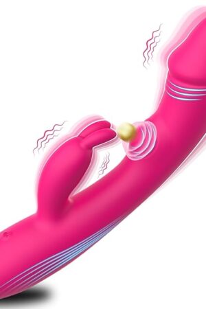 G-spot Rabbit Vibrator Clitoral Stimulator - Realistic Dildo Vaginal Anal Massager with 5 Vagina Tapping Features & 10 Vibration Modes, Waterproof Rechargeable Adult Sex Toys for Women(Red)