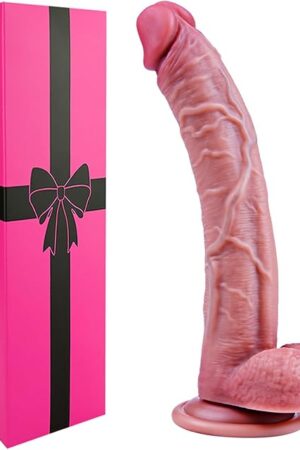 9 Inch Soft Liquid Silicone Realistic Dildo with Balls for Women, 8 Inch Real Feel Lifelike Shower Long Slim Anal Dildo with Suction Cup, Big Thick G-spot Realistic Penis Strap on Sex Toy for Men Gay